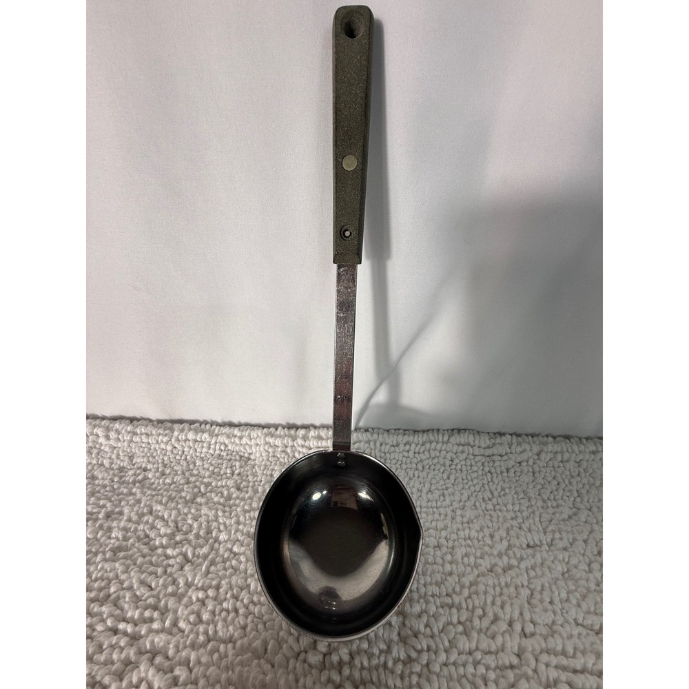 Vintage Ekco Forge Stainless Steel Ladle with Pour Spout‎ USA Made Silver Grey